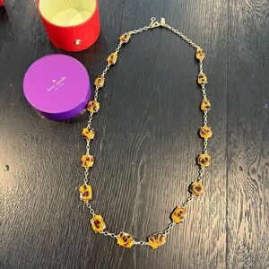 Kate Spade Tortoiseshell Resin Link Necklace – Gold Chain, Adjustable Length